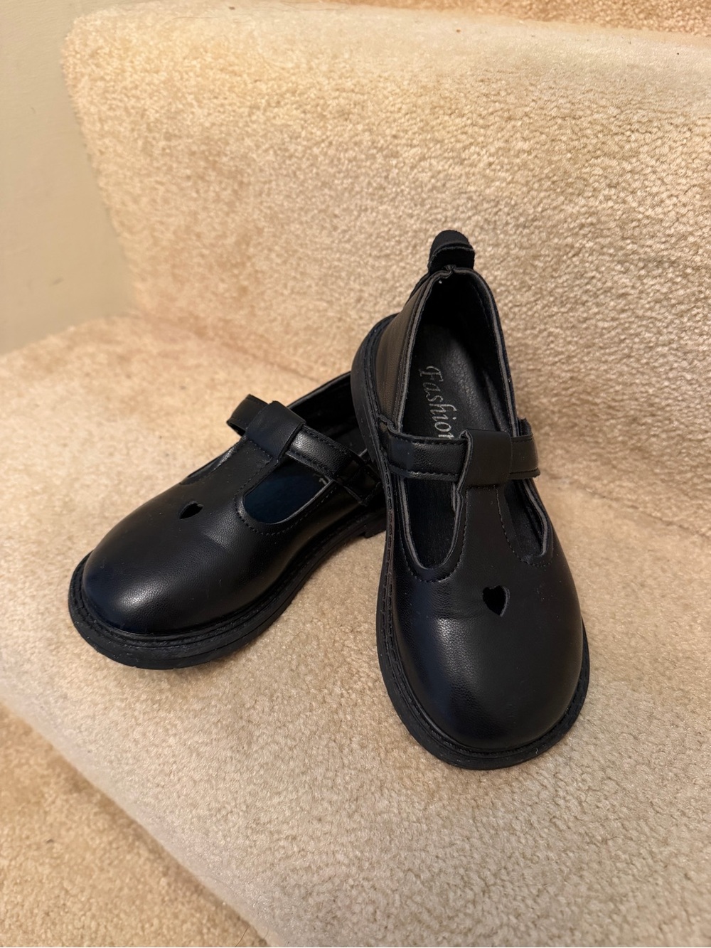 Kids Black Mary Jane Shoes with Heart Cutout